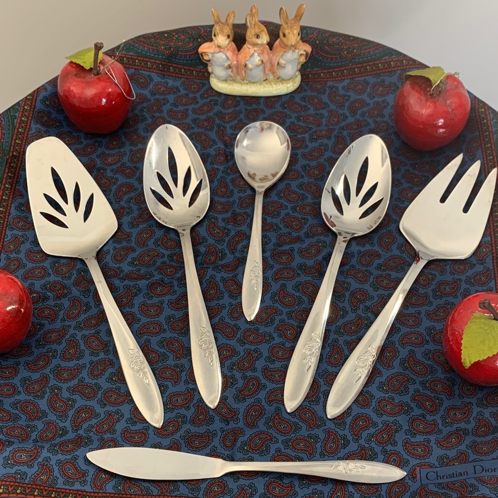 Gorham Stainless 6 pc Serveware Roselle pattern